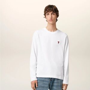 Ami Men’s White Cotton Sweater Size Large